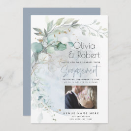 Hochzeit | Dusty Blue Over Over Moon in Liebe Einladung