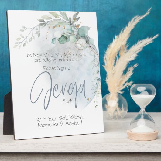 Hochzeit | Dusty Blue Over Over Moon in Liebe Fotoplatte (Seite)