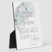 Hochzeit | Dusty Blue Over Over Moon in Liebe Fotoplatte (Seite)