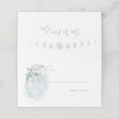 Hochzeit | Dusty Blue Over Over Moon in Liebe Platzkarte (Außenseite Aufgefaltet)