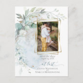 Hochzeit | Dusty Blue Over Over Moon in Liebe Postkarte (Vorderseite)