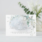 Hochzeit | Dusty Blue Over Over Moon in Liebe RSVP Karte (Stehend Vorderseite)