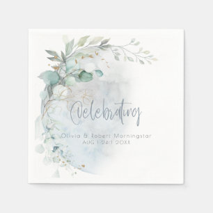 Hochzeit   Dusty Blue Over Over Moon in Liebe Serviette