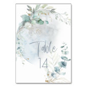 Hochzeit | Dusty Blue Over Over Moon in Liebe Tischnummer (Vorderseite)