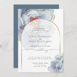 HOCHZEIT | Dusty Blue Tropical Peony Einladung