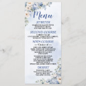 Hochzeit Dusty Blue Wasserfarbe Elfenbeinküste Blu Menükarte (Vorderseite)