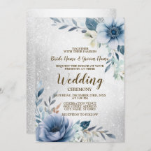 Hochzeit Dusty Blue Watercolor Blume Silver