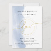 HOCHZEIT | Dusty Blue Watercolor Einladung (Vorderseite)