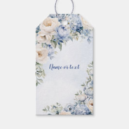 Hochzeit Dusty Blue Watercolor Elfenbeinfarbene Bl Geschenkanhänger