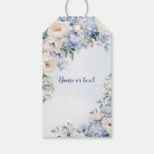 Hochzeit Dusty Blue Watercolor Elfenbeinfarbene Bl Geschenkanhänger (Rückseite)