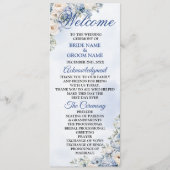 Hochzeit Dusty Blue Watercolor Elfenbeinfarbene Bl Programm (Vorderseite)