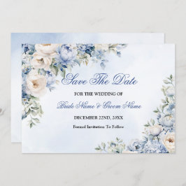 Hochzeit Dusty Blue Watercolor Elfenbeinfarbene Bl Save The Date