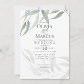 Hochzeit | Dusty Green Watercolor-Wälder-Foliage Einladung (Vorderseite)