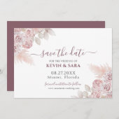 Hochzeit Dusty Pink Blumenpastel Save the Date Einladung (Vorne/Hinten)