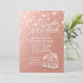 Hochzeit EAT Drink & Be Verheiratet Mason Jar Rose Einladung (Stehend Vorderseite)