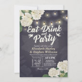 Hochzeit EAT Drink & Party Hydrangeas String Light Einladung (Vorderseite)