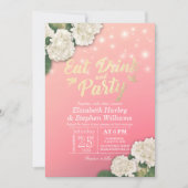 Hochzeit EAT Drink & Party Hydrangeas String Light Einladung (Vorderseite)