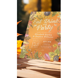 Hochzeit EAT Drink und Party Maple Blätter Pumpkin Einladung