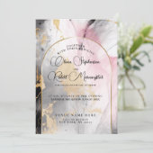 HOCHZEIT | Ebony Rose und Gold Abstrakter Marmor Einladung (Stehend Vorderseite)