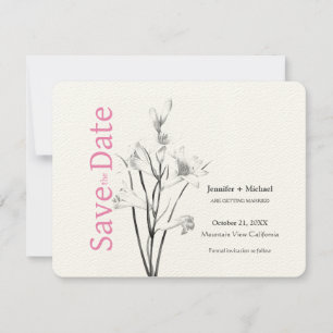 Hochzeit Ehe Kalligrafie Floral Schwarz Weiß Save The Date