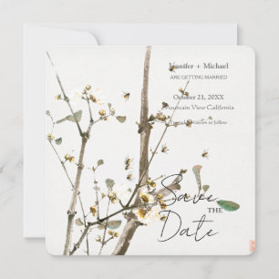 Hochzeit Ehe Minimalistische Kalligrafie Floral Save The Date