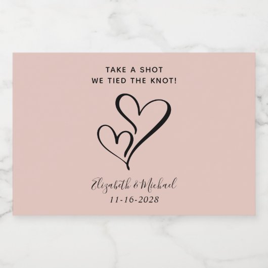 Hochzeit einen Schuss, den wir dem Knoten Blush Pi Alkoholflaschenetikett (Einzelnes Label)