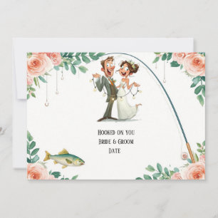 Hochzeit eines Angel Liebhabers mit Angelrute und Einladung