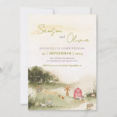 Hochzeit eines Aquarellhauses Einladung (Vorderseite)