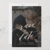 Hochzeit eines eleganten Kalligraphieskriptes Foto Save The Date (Vorderseite)