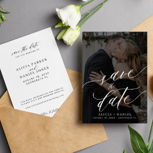 Hochzeit eines eleganten Kalligraphieskriptes Foto Save The Date
