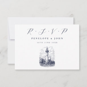 Hochzeit eines eleganten Leuchtturms RSVP Karte