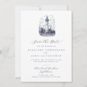 Hochzeit eines eleganten Leuchtturms Save The Date (Vorderseite)