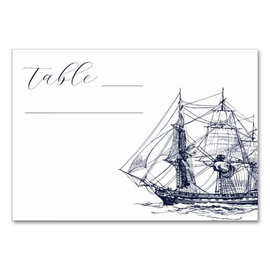 Hochzeit eines eleganten Schiffes Tischnummer (Vorderseite)