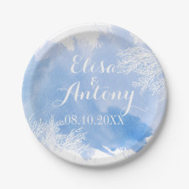 Hochzeit eines modernen Korallenriffs in Aquarellf Pappteller