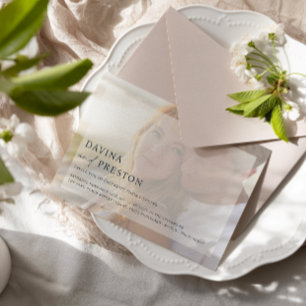 Hochzeit eines modernen Navy-Script-Fotos Einladung