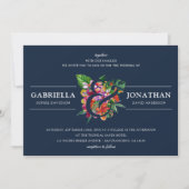 Hochzeit eines modernen tropischen Bouquet Einladung (Vorderseite)