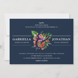 Hochzeit eines modernen tropischen Bouquet Einladung