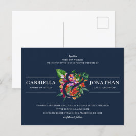 Hochzeit eines modernen tropischen Bouquet Einladungspostkarte