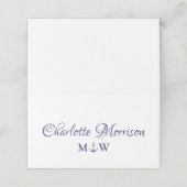 Hochzeit eines Nautic Ankernavy Blue-Script-Monogr Platzkarte (Außenseite Aufgefaltet)