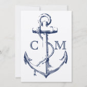 Hochzeit eines Navy Nautical White Ship Anchor Einladung (Rückseite)