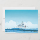 Hochzeit eines Schiffes mit blauem Wasser Save The Date (Rückseite)