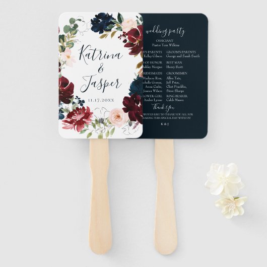 Hochzeit eines schweren Burgundy Fall Floral Wreat Fächer (Vorne und Hinten)