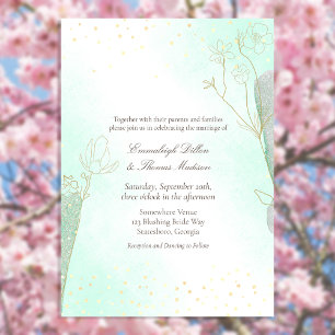 Hochzeit eines strahlenden, grünen botanischen Gli Einladung