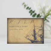 Hochzeit eines Vintagen Kartenschiffs RSVP Karte (Stehend Vorderseite)
