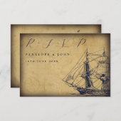 Hochzeit eines Vintagen Kartenschiffs RSVP Karte (Vorne/Hinten)