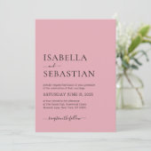 Hochzeit Einfach Pastellrosa Einladung (Stehend Vorderseite)