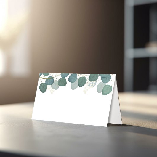 Hochzeit Einfache Elegante Grüne Eukalyptus-Blätte Platzkarte