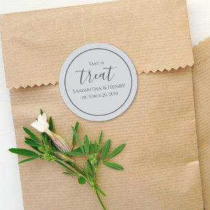 Hochzeit Einfache Hellblaue Kalligrafie Schrift Ge Runder Aufkleber