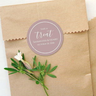 Hochzeit Einfache Kalligrafie Schrift Dark Blush Runder Aufkleber