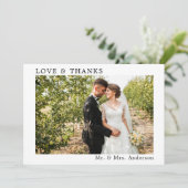 Hochzeit Einfache Minimalistische Liebe und dank M Dankeskarte (Stehend Vorderseite)